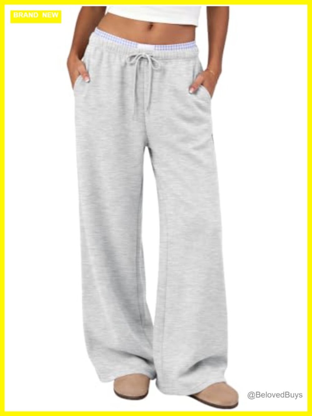 Wide Leg Sweatpants 50% Cotton 50% Polyester Low Rise Pull On Lounge Travel